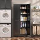 Kitchen Pantry Cabinet,75”Black Metal Storage Cabinets with Doors and 4 Adjustable Shelves,Kitchen Cabinet with 2 Gold Handles,Tall Cabinet for Livingroom, Bathroom by CozyNest Decor