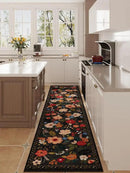 Runners for Hallways Kitchen Rug Non Slip 2'x 10' Long Washable Runner Rugs with Rubber Backing Soft Floral Carpet Runner for Hallways, Kitchen, Laundry, Bedroom, Bathroom(Black) by CozyNest Decor