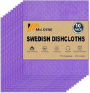 Swedish Dishcloths - 10 Pack Reusable Kitchen Dishcloths - Ultra Absorbent Dish Towels for Washing Dishes - Cellulose Sponge Cloth Cleaning Cloths - Purple by CozyNest Decor