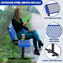 Heavy Duty Park Bench with Back Portable Frame, Outdoor Metal Park Bench with Backrest, Steel Mesh Outdoor Bench for Garden, Lawn, Patio, Porch, Park, Yard (Blue, 72.4" L x 23.2" W x 32.5" H) by GreenHaven Gardens