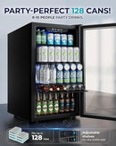 EUHOMY Beverage Refrigerator and Cooler, 128 Can Mini fridge with Glass Door, Small Refrigerator with Adjustable Shelves for Soda Beer or Wine, Perfect for Home/Bar/Office, Silver by CozyNest Decor