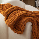 WESHIONGOO Chunky Knit Blanket Throw 40"×40" Knitted Throw Blankets for Couch Bed Fall Throw Blanket Fluffy Soft Blanket with Jumbo Chenille Yarn Thick 100% Handmade (Burnt Orange) by CozyNest Decor