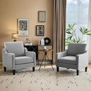 VINGLI Mid Century Modern Accent Chair, Light Grey Fabric Accent Chairs for Living Room Upholstered Armchair with Scooped Arms for Bedroom, Apartment, Studio, Office, Waiting Room by CozyNest Decor