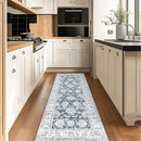 jinchan Runner Rug 2x7 Machine Washable Hallway Rug Dark Blue Vintage Floral Print Non-Slip Low Pile Ultra-Thin for Kitchen,Entryway,Laundry Room,Bedroom,Farmhouse (2‘x7’,Dark Blue) by TinyTreasures Baby Boutique