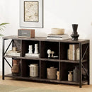 8 Cube Storage Organizer Bookshelf, Industrial Horizontal Bookcase, Accent Cubby Shelf, Media Console Table for Living Room, Home Office, 63 Inches, Dark Grey Oak by CozyNest Decor