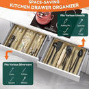 Bamboo Drawer Organizer - Extra Large Silverware & Utensil Organizer, 2 Pcs Toilet Toppers, Wooden Toilet Paper Basket (Gold, 17 X 6 X 2 Inch) by CozyNest Decor