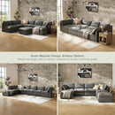 mopio Oversized Modular Sectional Sofa with Fully Removable Covers and Storage, Convertible U, L-Shaped and Sleeper Sectional, Modern Couches with Ottoman Chaise (Stone Gray Fabric, 8 Seats, U) by CozyNest Decor