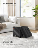 SONGMICS Storage Ottoman, Small Ottoman Foot Rest with Legs, 15 x 15 x 15.7 Inches Foot Stool, Load up to 660 lb, for Living Room, Bedroom, Dorm, Ink Black ULSF014B01 by CozyNest Decor