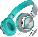 AILIHEN C8 Wired Headphones with Microphone and Volume Control Folding Lightweight Corded Headset for Cellphones Tablets Chromebook Phones Smartphones Laptop Computer PC Mp3/4 (Grey/Mint) by TinyTreasures Baby Boutique