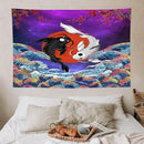 Houselerax Japanese Koi Fish Tapestry, Yin Yang Big Wave Cherry Blossom Tapestries Wall Hanging for Bedroom Living Room Office Decor 60"x40" by CozyNest Decor