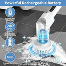 Electric Spin Scrubber - Cordless Cleaning Brush with Digital Display, 2 Speeds, 8 Brush Heads, IPX7 Waterproof, Adjustable Long Handle for Bathroom, Tub, Tile, Shower, and Car（Grey） by CozyNest Decor