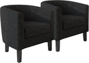 BELLEZE Living Room Chairs Set of 2, Teddy Polyester Accent Barrel Chairs, Club Tub Sofa Chairs for Bedroom, Corner Chairs with Flared Legs and Cozy Soft Padding - Highland (Teddy Black) by CozyNest Decor