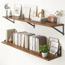 Floating Shelves 55 Inch Long, 10" Deep Floating Shelves, Walnut Wall Shelves 55 x 10, Set of 2, Wide Large Display Storage Shelves for Bathroom, Living Room, Rustic Wood Shelves with Brackets by CozyNest Decor
