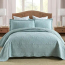 MarCielo 3-Piece 100% Cotton Oversized Bedspread Lightweight Quilt Coverlet Embroidery Farmhouse Bedding (Tf Aruba Blue, Oversized King (118"x106")) by CozyNest Decor