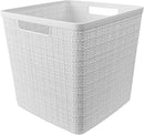 Curver Jute Decorative Plastic Organization and Storage Basket Perfect Bins for Home Office, Closet Shelves, Kitchen Pantry and All Bedroom Essentials, White, Large Cube, Set of 4 by TinyTreasures Baby Boutique