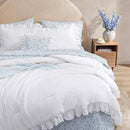 Queen Comforter Set - 7 Pieces Ruffle White Bedding Sets, Shabby Chic Farmhouse Bed in a Bag Queen with Ruffle Comforter, Floral Sheets, Pillowcases & Shams by CozyNest Decor