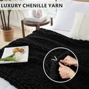 L'AGRATY Chunky Knit Blanket Throw: 72''x84'' Chenille Chunky Knitted Throw Blanket for Bed Couch - Handmade Thick Big Cable Knit Blanket - Large Chunky Crochet Rope Blanket for Home Decor(Black) by CozyNest Decor