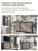 T4TREAM 60'' Farmhouse Dresser Chests for Bedroom w/4 Drawers & Sliding Barn Doors, Tall Chest of Drawers, Rustic Dresser TV Stand,Organizer for Bedroom, Living Room, Light Rustic Oak by TinyTreasures Baby Boutique