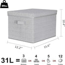 WUIKE 3 Pack Extra Large Foldable Storage Bins with Lids, Fabric Storage Bins for Home and Closet Organization, Herringbone Gray by CozyNest Decor