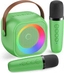 Mini Karaoke Machine：Portable Bluetooth Karaoke Microphone, Singing Speaker with 2 Wireless Mic and Light Kids Adults, Christmas Birthday Gifts for Girls Boys Family Home Party(Green) by TinyTreasures Baby Boutique