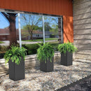 Tall Planters 26 Inch Square Metal Plant Pot with Removable Insert Shelf and Drainage-Modern Tall Black Planters for Indoor & Outdoor-Front Porch,Patio,Garden (14" L X 26" H) by CozyNest Decor