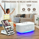 Alarm Clock Speaker Wireless Charger, Digital Alarm Clocks Bedrooms Bluetooth, Alarm Clock Dimmable Light Bedrooms Dual Alarm Snooze Dimmer 12 24H RGB Night Light Bluetooth USB AUX, White by TinyTreasures Baby Boutique