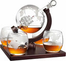 Whiskey Decanter Globe Set for Men with 4 Glasses, Bourbon, Rum, Scotch, Crystal Clear Decanter Sets - Whiskey Gifts for Men Dad Him (Globe Decanter) by CozyNest Decor