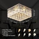 4-Light Black Crystal Chandeliers Flush Mount Chandelier Light Fixture with K9 Crystals Modern Ceiling Lights Elegant Square Lamp for Bedroom,Hallway,Bar,Living Room,Dining Room,H5.9 xW13.7 by CozyNest Decor