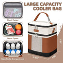 Mancro Breast milk Cooler Travel Bag Fits 6 Bottles Up to 9 Ounces，Double Layer Baby Bottle Cooler Bag with Ice Pack，Insulated Baby Bottle Bags for Daycare & Nursing Moms,Black and Brown by TinyTreasures Baby Boutique