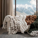 EVERGRACE Ultra Soft Luxury Fluffy Ridgeline Faux Rabbit Fur Throw Blanket, Thick Warm Bubble Throw for Bed, Cozy Plush Reversible Blankets for Couch, Chair, Sofa, Lion Caramel, 60x80 Inches, 870 GSM by CozyNest Decor