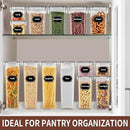 PRAKI Airtight Food Storage Containers Set with Lids - 24 PCS, BPA Free Kitchen and Pantry Organization, Plastic Leak-proof Canisters for Cereal Flour & Sugar - Labels & Marker(Grey) by CozyNest Decor