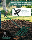 Lawn Leveling Rake 33x10'', Yard Leveling Rake with 78'' Back-Saving Adjustable Handle, Stainless Steel Lawn Leveler Tool for Garden, Backyard, Farm, Golf Course by GreenHaven Gardens