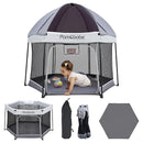 Pamo Babe Baby Playpen with Sun Protection Canopy - Indoor & Outdoor Play Yard for Babies and Toddlers - Baby Tent with Zipper Door by TinyTreasures Baby Boutique