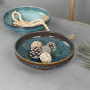 Ceramic Fruit Bowl for Kitchen Counter,Decorative Pedestal Bowl for Table Countertop,Large Footed Serving Bowl,10.2 Inch (peacock Green) by CozyNest Decor