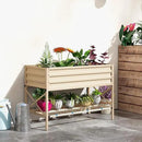 Outsunny Raised Garden Bed with Galvanized Steel Frame, Storage Shelf and Bed Liner, Elevated Planter Box with Legs for Vegetables, Flowers, Herbs, Cream by GreenHaven Gardens