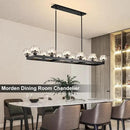 59 Inch Black Rectangle Wagon Wheel Chandeliers, Black Chandelier for Dining Room Over Table, Modern Crystal Long Chandelier, Farmhouse Large Linear Chandeliers for Kitchen Island by CozyNest Decor