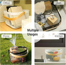 Metal Mesh Steel Basket, Garden Harvest Basket for Gathering Vegetables Round Wire Basket with Handle Storage Organizer Multi-functional Hanging Fruit Basket for Kitchen Bathroom Picnic
