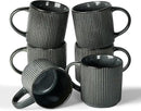 famiware Coffee Mug Set for 6, Star 12 oz Catering Mugs Cup Set with Handle for Coffee, Tea, Cocoa, Milk - Ceramic Stoneware Drinkware Set, Deep Forest by CozyNest Decor