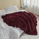 GONAAP Fuzzy Faux Fur Throw Blanket Twin Size Wine Red Super Soft Cozy Plush Fuzzy Shaggy Blanket for Couch Sofa Bed (Wine Red, Twin(60"x80")) by CozyNest Decor
