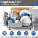 Stainless Steel Dish Drying Rack - Large Capcity 304 Grade Dish Drainer for Kitchen Counter with Drain Board, Utensil Holder & Detachable Cup Shelf, Rustproof Multifunctional Organizer by CozyNest Decor