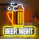 Beer Night Neon Sign for Man Cave Bar Decor Yellow White Beer Neon Light Bar Neon Sign Wall Art for Bedroom Beer Pub Man Cave Restaurant Party Decor by CozyNest Decor