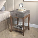 COSIEST Rustic Nightstand, 2-Tier Farmhouse Bedside Table, Wood Accent End Table with Storage Drawer and Open Display Shelf for Bedroom Nursery Living Room (Black & Silver) by CozyNest Decor