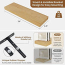 fuqing Floating Shelves for Wall, Bathroom Shelf Wall Mounted for Storage, Shelves with Invisible Bracket for Bedroom, Kitchen, Living Room, Farmhouse Small Book Shelf, 24 Inch Set of 2, Oak by CozyNest Decor