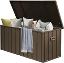 Domi Outdoor Deck Box 100 Gallon, Waterproof Lockable Steel Outdoor Storage Container for Outside Cushions, Garden Tools and Pools Equipment (Dark Brown) by GreenHaven Gardens