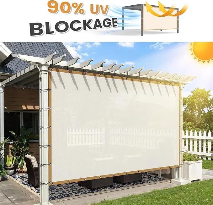 VICLLAX Shade Fabric Sun Shade Cloth with Every 2 FT Grommets for Patio Garden Pergola Cover Canopy 24x24 FT, Cream, photo 2 of 7