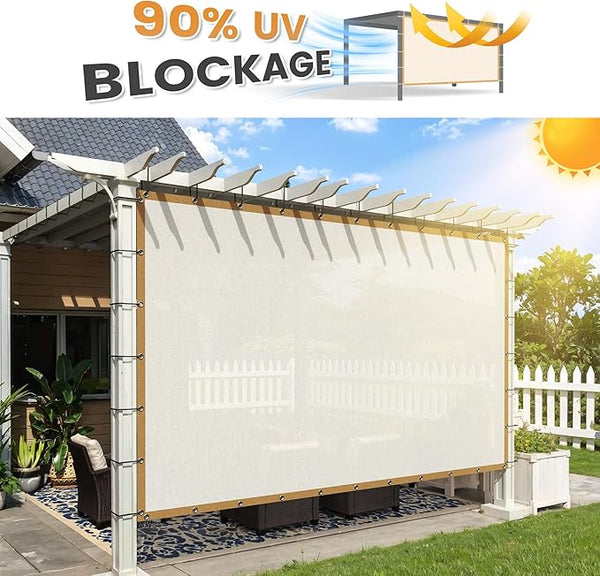 VICLLAX Shade Fabric Sun Shade Cloth with Every 2 FT Grommets for Patio Garden Pergola Cover Canopy 17x17 FT, Cream, photo 2 of 7