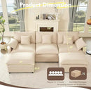 108" U Shaped Couch, Modular Sectional Sofa, 3-Seater Comfy Cloud Couch with Movable Ottoman, Deep Seat Couches for Living Room, Linen, Beige by CozyNest Decor