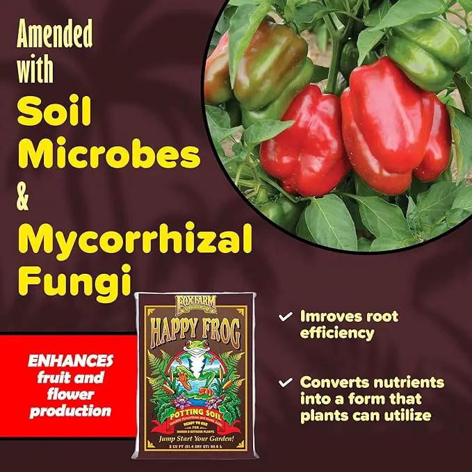 FoxFarm Happy Frog Potting Soil, 2cu ft - for Indoor/Outdoor Container Plants, Improves Root Efficiency, pH Adjusted for Optimal Nutrient Uptake - Contains Mycorrhizae and Humic Acids, photo 4 of 6