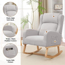 Rocking Chair Nursery, Nursing Rocking Chairs for Mom Nursery, Comfy Wingback Glider Rocking Armchair with Side Pocket for Nursery Living Room Bedroom, Light Grey by TinyTreasures Baby Boutique