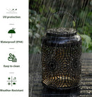 Glitzhome Solar Lantern Black Metal Cutout Scrollwork Outdoor Hanging Solar Light with Handle for Garden Patio Yard Outdoor Decor by GreenHaven Gardens